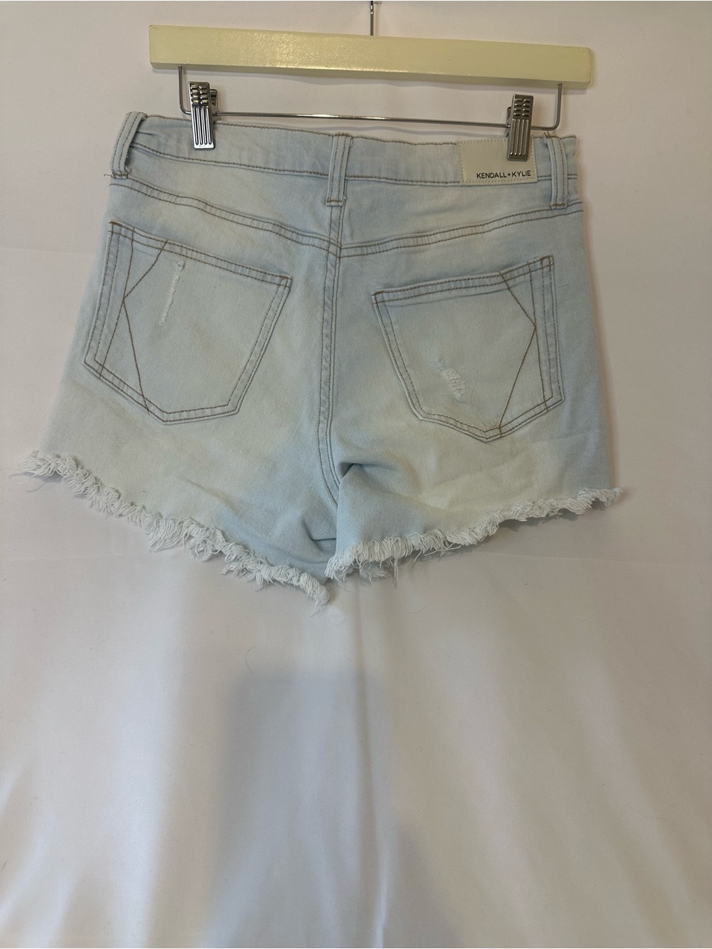 Kendall & Kylie Women's Light Blue Denim Frayed Hem Shorts